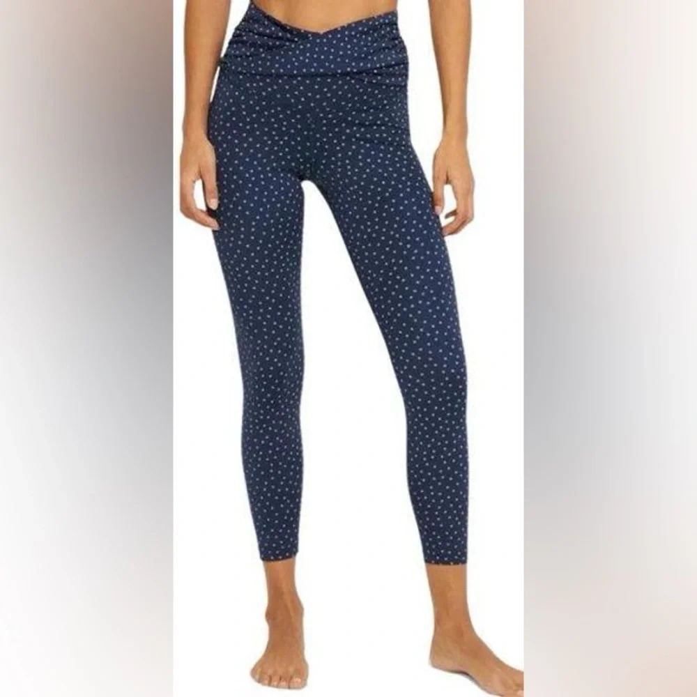 🆕 Nike Dri-fit‎ Blue Yoga Polka Dots Printed Twist 7/8 Tight Leggings SZ XS